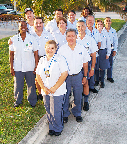 Letter carriers standing together