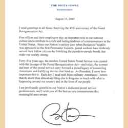 White House recognizes Postal Reorganization Act anniversary